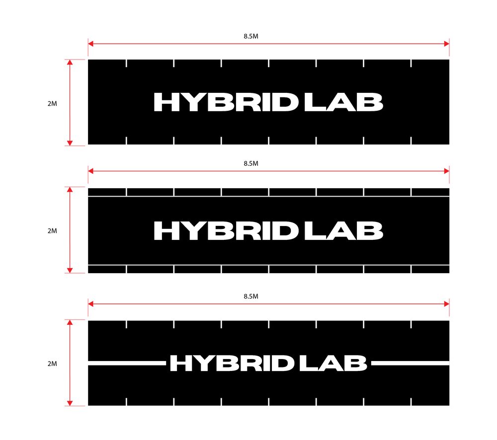 Example dimensioned custom turf layout drawing for Hybrid Lab