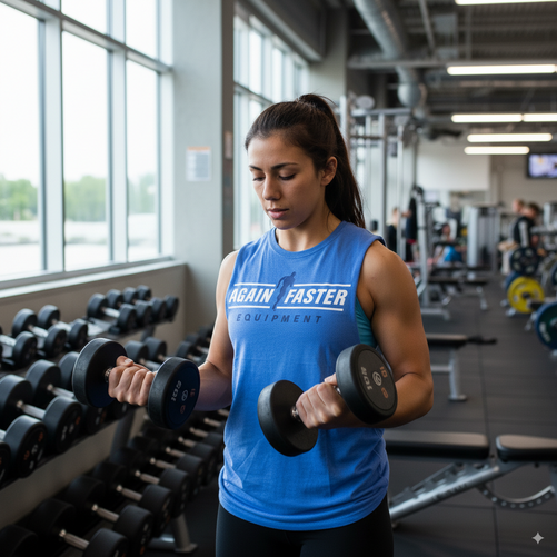 Muscle Tee - Again Faster - Blue