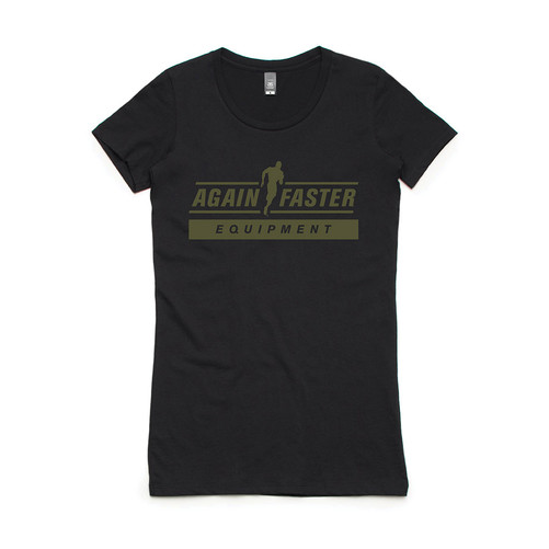 Again Faster T-Shirt - Running Man (Black-Army) Women